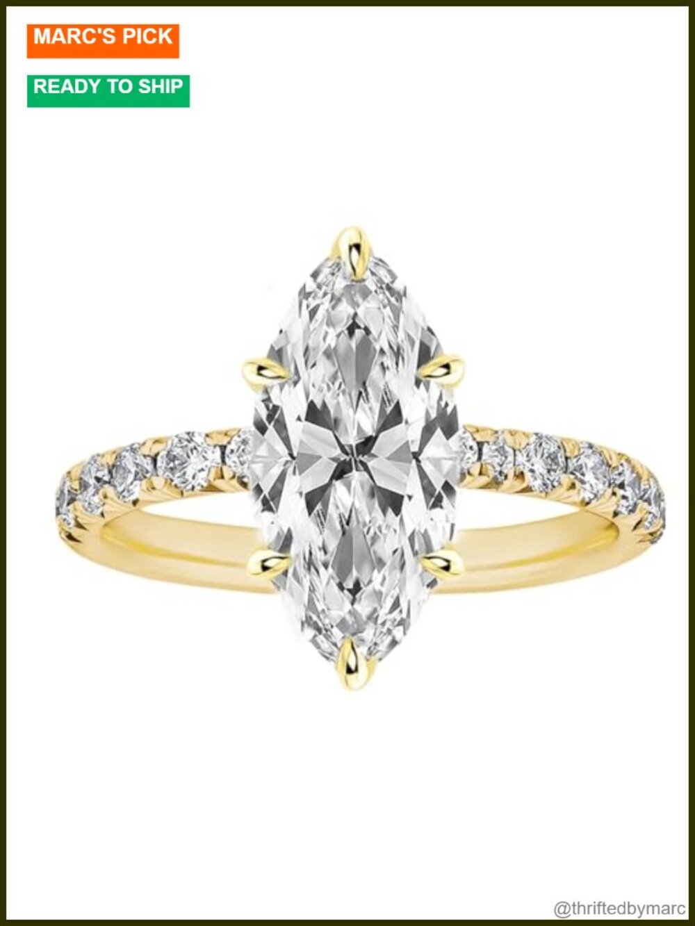 Marquise Cut Solitaire Promise Ring 925 Sterling Silver 2CT Cubic Zirconia